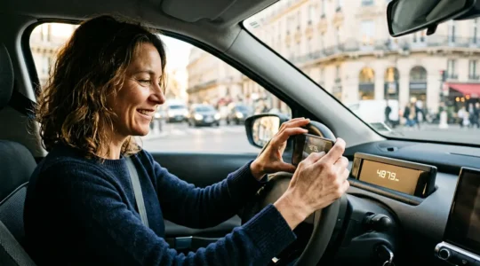 Conducteur vérifiant le compteur kilométrique de sa voiture pour son assurance petit rouleur