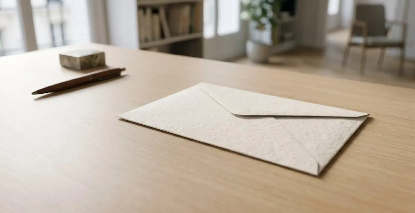 Enveloppe de lettre recommandée prête à être expédiée sur un bureau