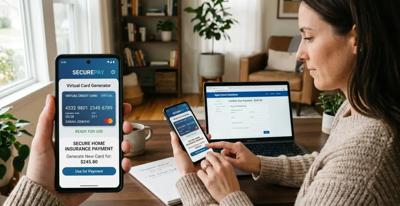Création d'une carte bancaire virtuelle sur smartphone pour sécuriser un paiement d'assurance habitation