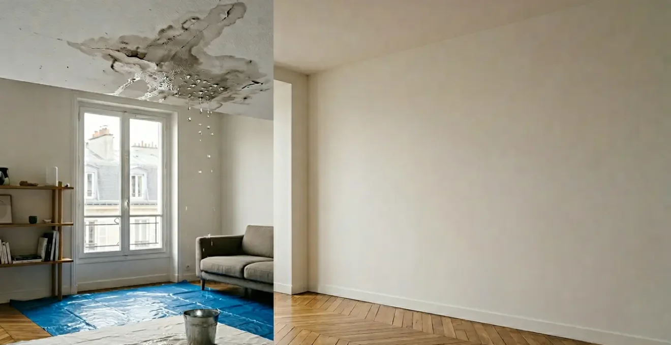 Situation de dégât des eaux en copropriété avec intervention d'urgence