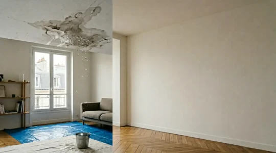Situation de dégât des eaux en copropriété avec intervention d'urgence