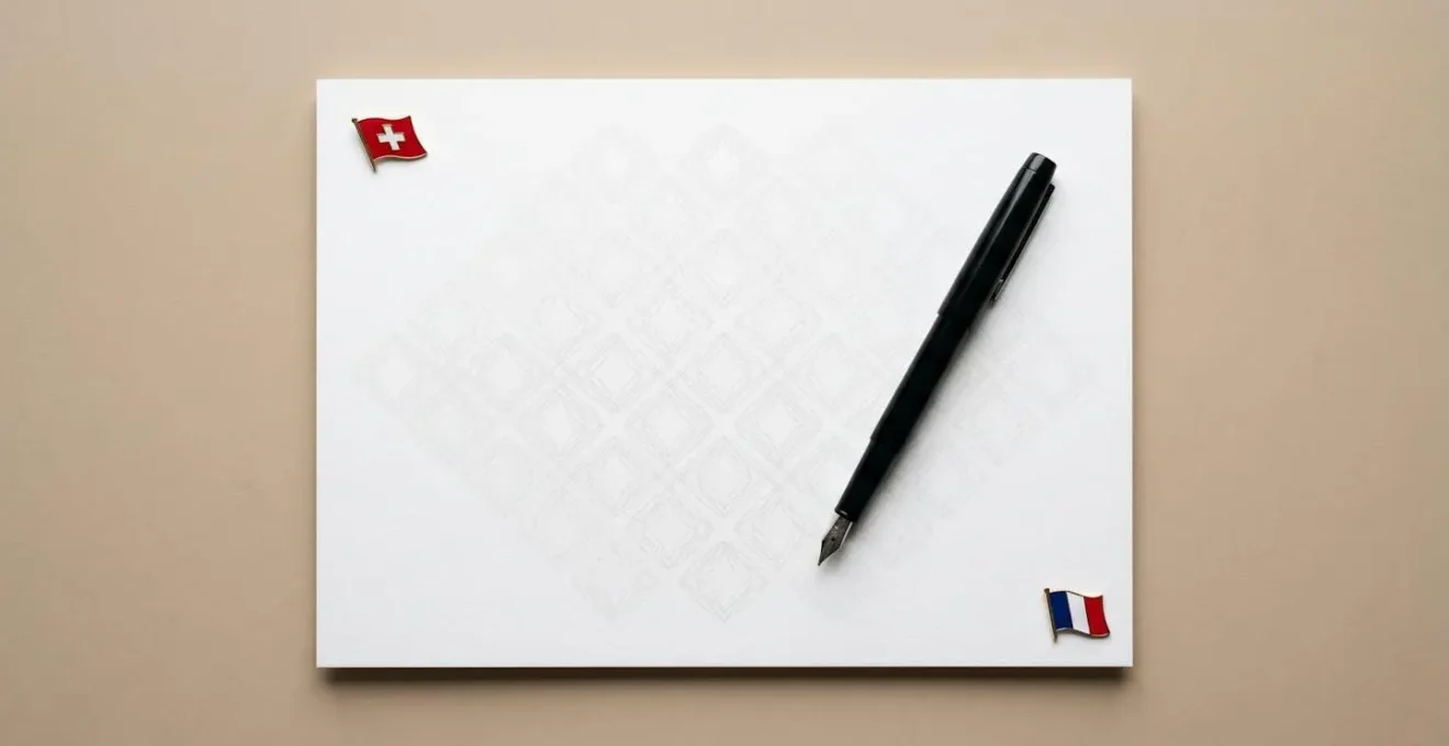 Formulaire administratif officiel dans un environnement épuré symbolisant la coordination franco-suisse