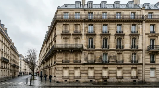 Immeuble en copropriété présentant des traces d'humidité sur la façade