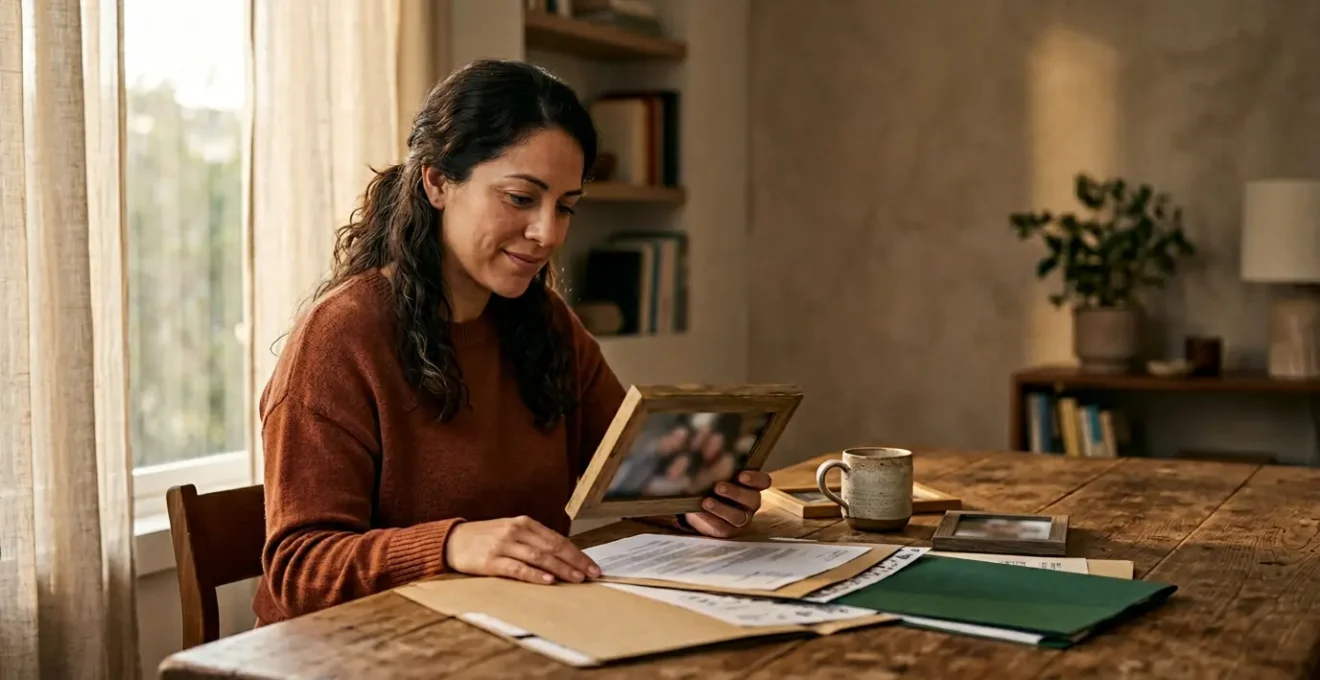 Parent célibataire planifiant l'avenir financier de ses jeunes enfants avec documents d'assurance