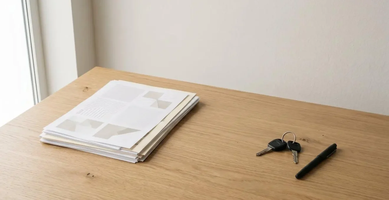 Dossier administratif organisé avec formulaires et documents officiels sur un bureau épuré