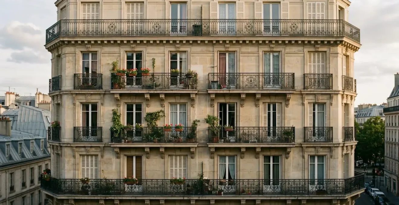 Scène photographique d'un immeuble en copropriété française avec détail d'une façade et fenêtres suggérant la proximité entre logements et la responsabilité partagée
